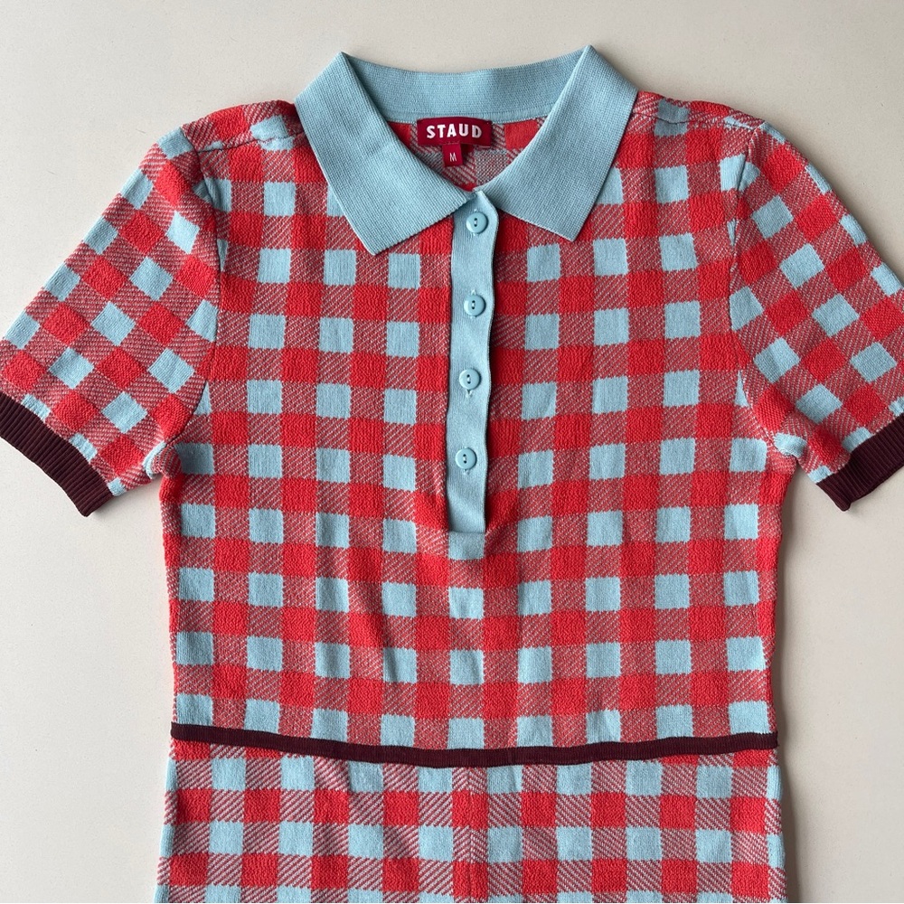 Staud Plaid Knit Shorts Romper Playsuit Medium - Picture 3 of 8